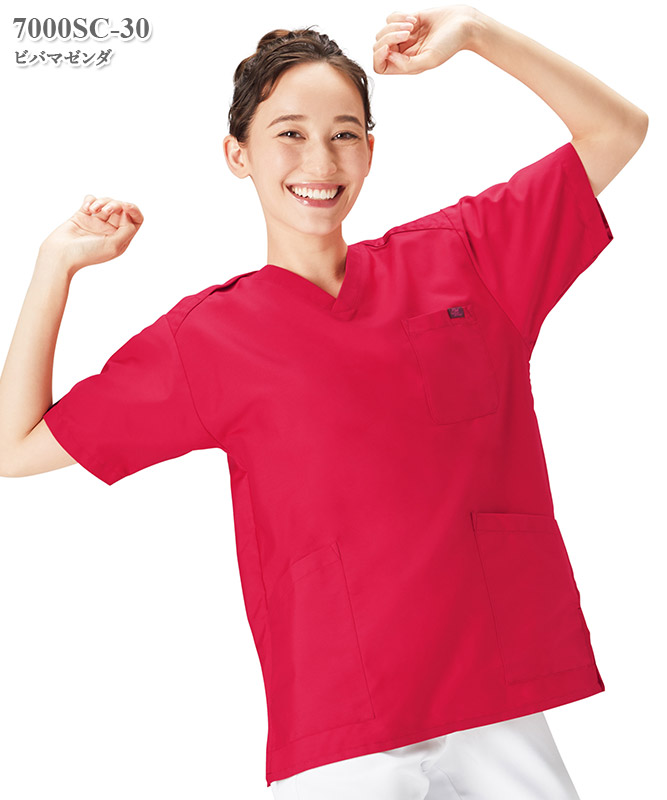 男女兼用スクラブ半袖[フォーク製品]　7000SC